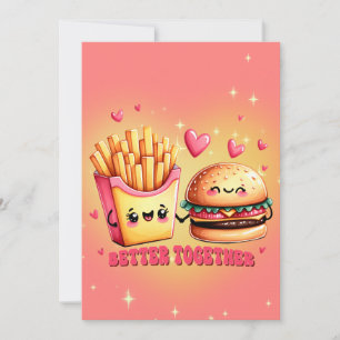 Cartes Pour Fêtes Annuelles Nous Appartenons Ensemble Burger Et Fries Amour