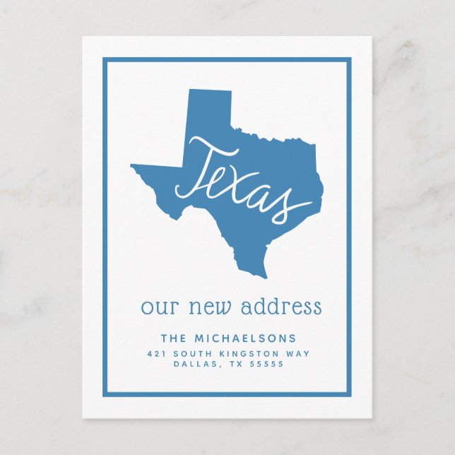 Cartes Pour Fêtes Annuelles Nous avons déménagé | Typographie du Texas (Devant)