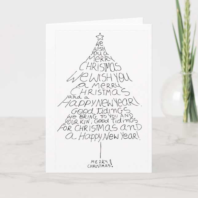 Cartes Pour Fêtes Annuelles "Nous calligram d'arbre vous souhaitons Joyeux (Devant)