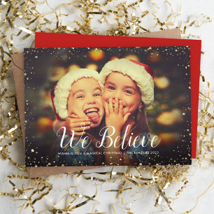 Cartes Pour Fêtes Annuelles Nous croyons Parties scintillant Glitz Faux supe