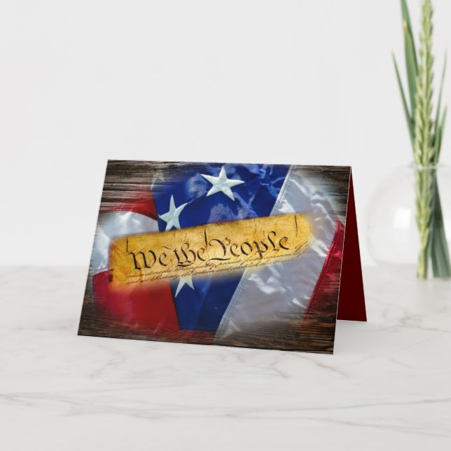 Cartes Pour Fêtes Annuelles Nous Le Peuple Drapeau Américain (Devant)