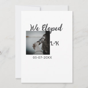 Cartes Pour Fêtes Annuelles Nous nous sommes enfuis mariage ajouter photo nom 