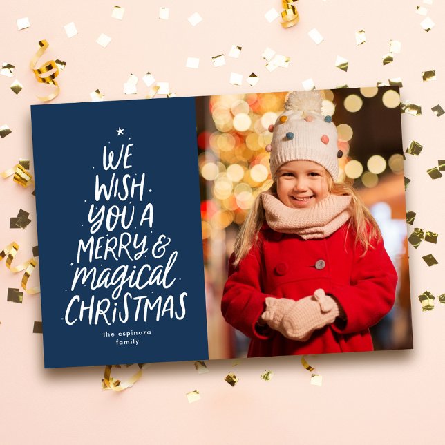 Cartes Pour Fêtes Annuelles Nous vous souhaitons joyeux et magique Noël photo  (Créateur téléchargé)