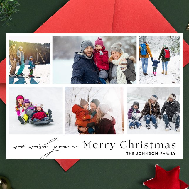 Cartes Pour Fêtes Annuelles nous vous souhaitons MERRY NOËL | 6 Collage photo (Créateur téléchargé)