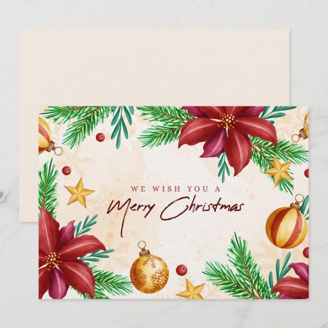 Cartes Pour Fêtes Annuelles Nous vous souhaitons un joyeux Noël (Devant / Derrière)