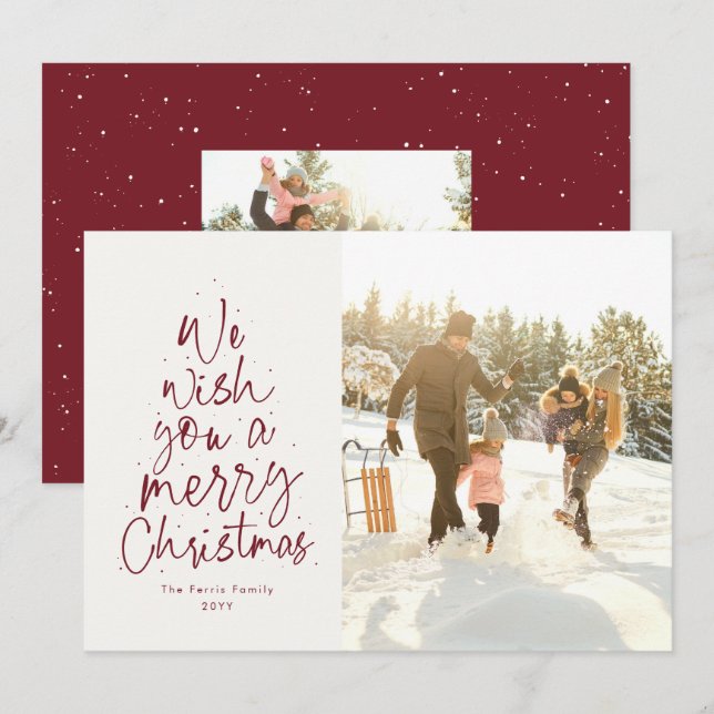 Cartes Pour Fêtes Annuelles Nous vous souhaitons un joyeux Noël amusant photo  (Devant / Derrière)