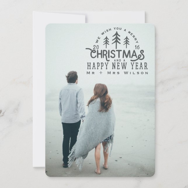 Cartes Pour Fêtes Annuelles nous vous souhaitons un Joyeux Noël cru-gris (Devant)