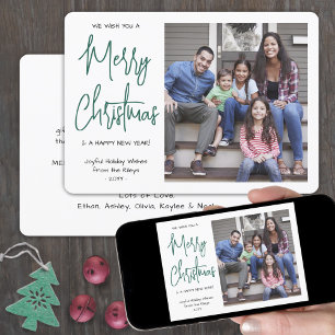 Cartes Pour Fêtes Annuelles Nous vous souhaitons un joyeux Noël Green Script 1