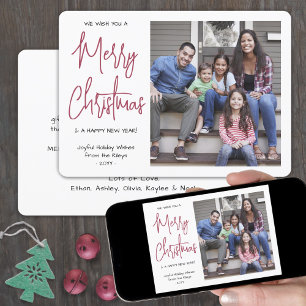 Cartes Pour Fêtes Annuelles Nous vous souhaitons un joyeux Noël Rouge Script 1