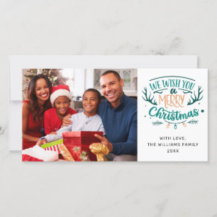 Cartes Pour Fêtes Annuelles Nous vous souhaitons un joyeux Noël Turquoise Phot