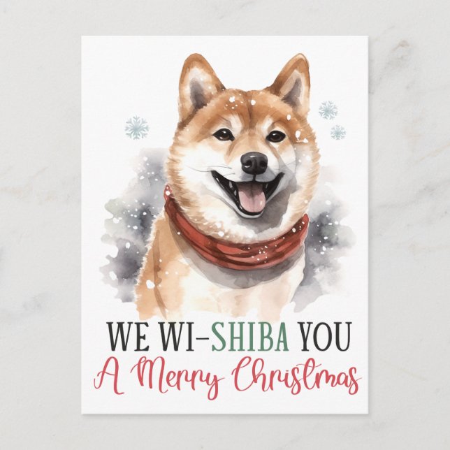Cartes Pour Fêtes Annuelles Nous vous Wi-shiba un joyeux Noël de chien (Devant)