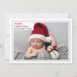 Cartes Pour Fêtes Annuelles Nouveau bébé moderne Photo de famille Joyeux Noël 