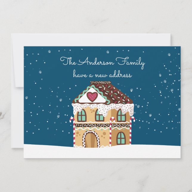 Cartes Pour Fêtes Annuelles Nouveau domicile Adresse Noël Hiver Nous avons dém (Devant)