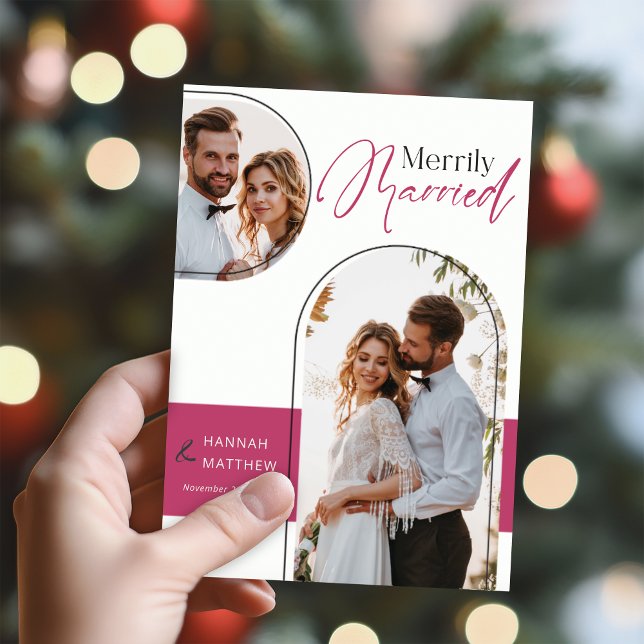 Cartes Pour Fêtes Annuelles Nouveau marié Mariage de vacances Black Magenta (Créateur téléchargé)