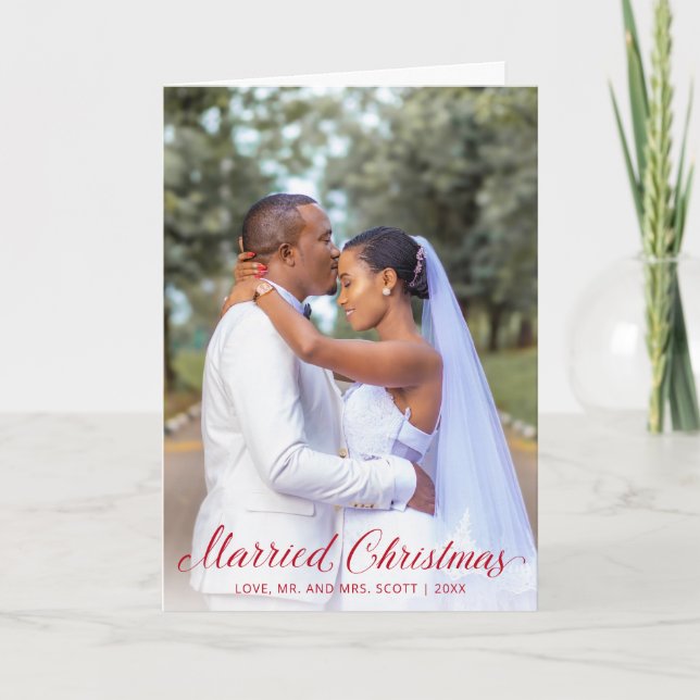 Cartes Pour Fêtes Annuelles Nouveau photo Script rouge marié Noël (Devant)