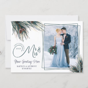 Cartes Pour Fêtes Annuelles Nouveaux mariés Premier Noël M. Mme Watercolor Pin
