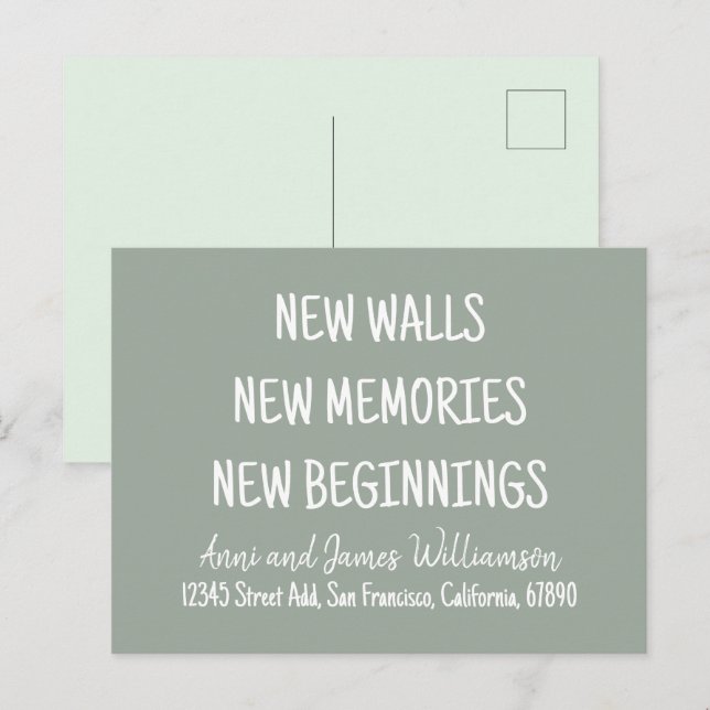 CARTES POUR FÊTES ANNUELLES NOUVEAUX MURS NOUVEAUX SOUVENIRS NOUVEAUX DÉBUTS D (Devant / Derrière)