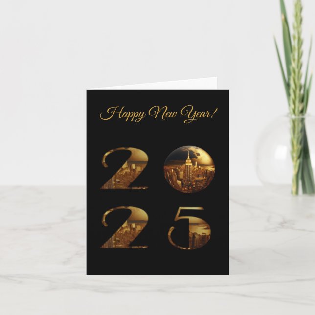 Cartes Pour Fêtes Annuelles Nouvel An 2025 Eve-Or- (Devant)