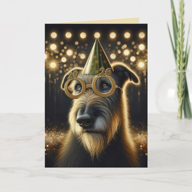Cartes Pour Fêtes Annuelles Nouvel An 2026 Wolfhound irlandais (Devant)