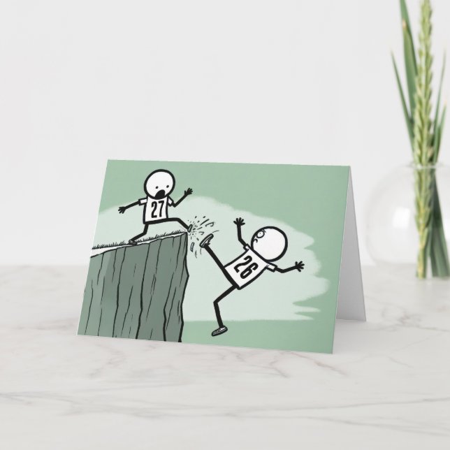 Cartes Pour Fêtes Annuelles Nouvel an 2027 Stick Figure Humour des gens (Devant)