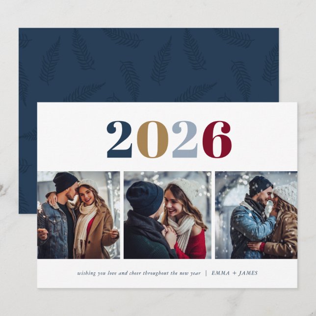 Cartes Pour Fêtes Annuelles Nouvel An | 3 Photo (Devant / Derrière)