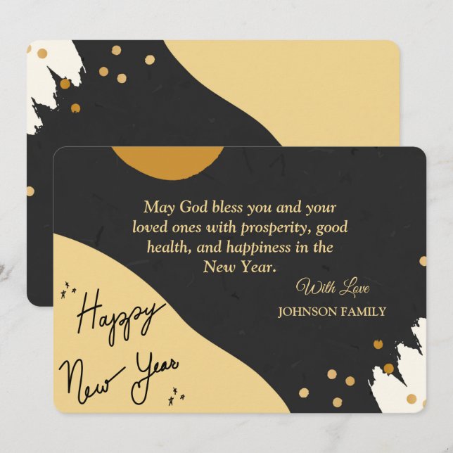 Cartes Pour Fêtes Annuelles Nouvel An Abstrait (Devant / Derrière)