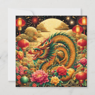 Cartes Pour Fêtes Annuelles Nouvel An chinois 2024 Année du Dragon
