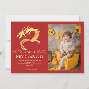 Cartes Pour Fêtes Annuelles Nouvel An Chinois 2024, Année Du Dragon Rouge Holi