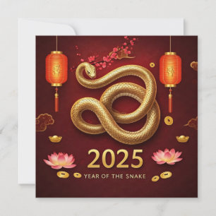 Cartes Pour Fêtes Annuelles Nouvel An chinois 2025 Année du serpent