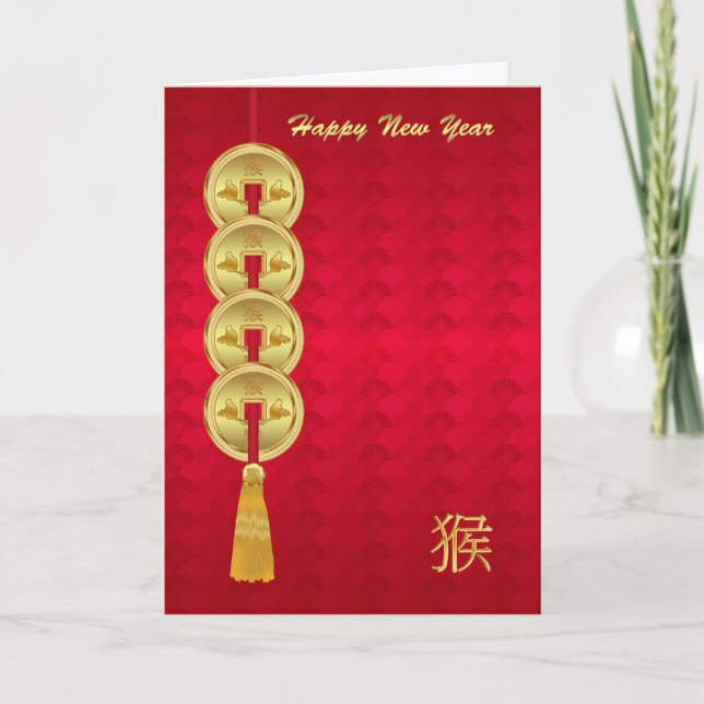 Cartes Pour Fêtes Annuelles Nouvel An Chinois, Année Du Singe, Pièces (Devant)