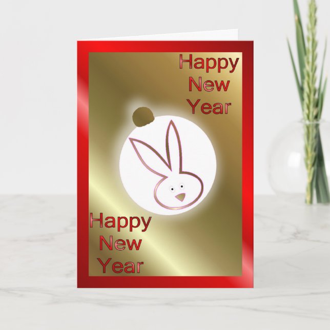 Cartes Pour Fêtes Annuelles Nouvel An chinois Bonne année 2011 lapin (Devant)