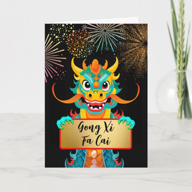 Cartes Pour Fêtes Annuelles Nouvel An Chinois Dragon Gong Xi Fa Cai (Devant)