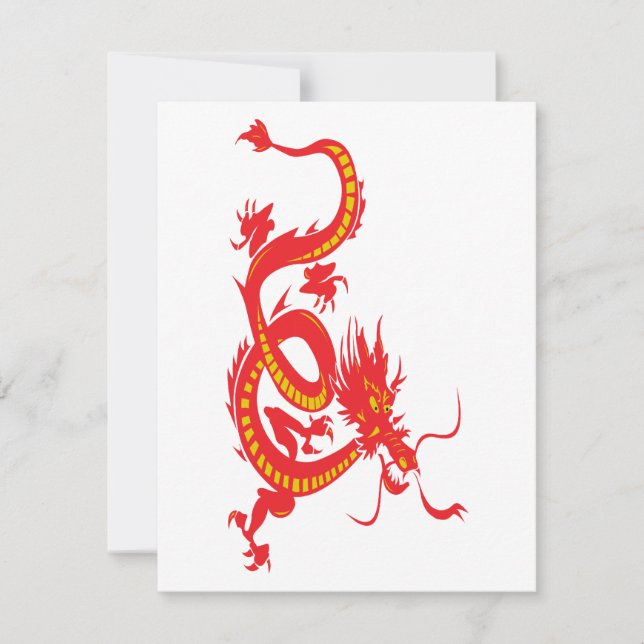 Cartes Pour Fêtes Annuelles Nouvel An chinois Dragon rouge (Devant)