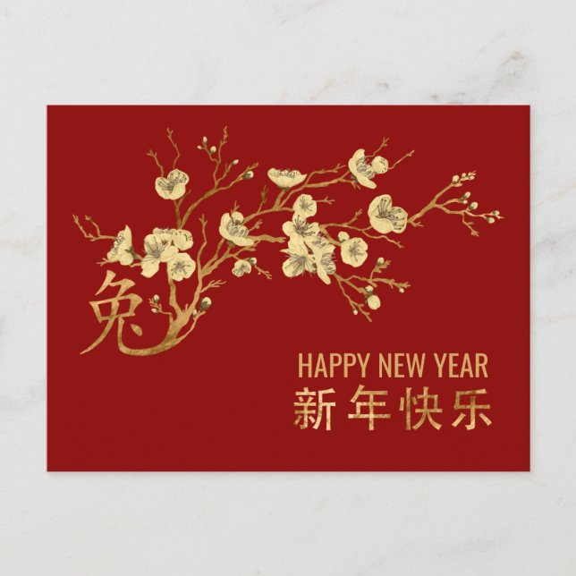 Cartes Pour Fêtes Annuelles Nouvel An chinois du lapin 2023 (Devant)