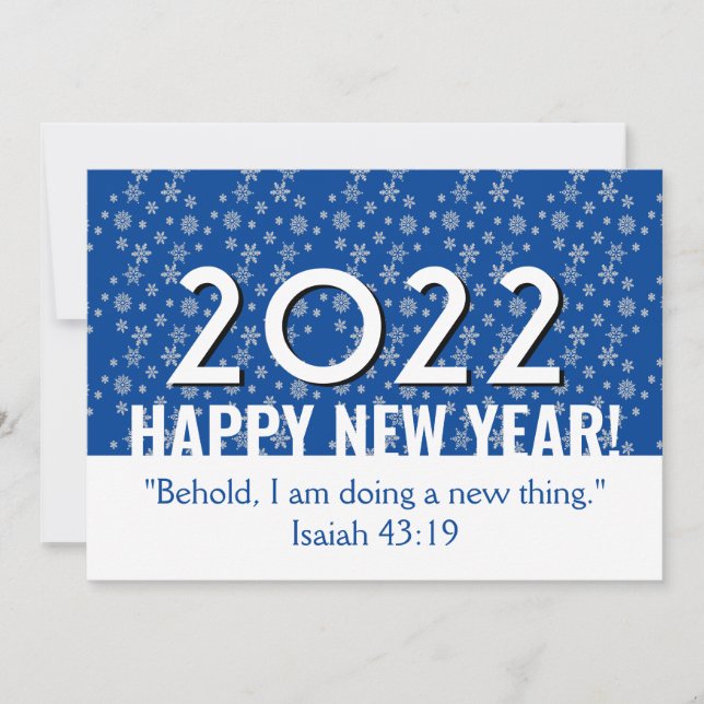 Cartes Pour Fêtes Annuelles Nouvel An CHRÉTIEN 2022 Flocon de neige bleu (Devant)