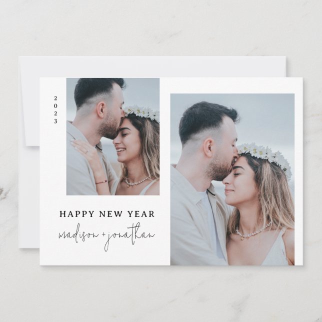 Cartes Pour Fêtes Annuelles Nouvel An classique avec photo (Devant)