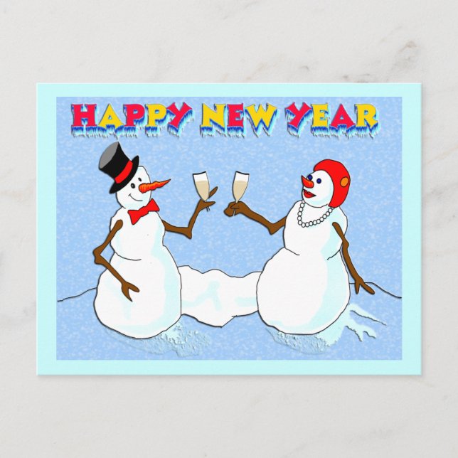 Cartes Pour Fêtes Annuelles Nouvel An des neigeurs (Devant)