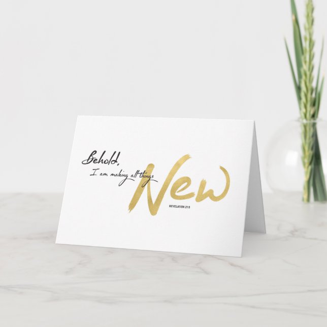 Cartes Pour Fêtes Annuelles Nouvel An, Écriture - Je fais tout nouveau (Devant)