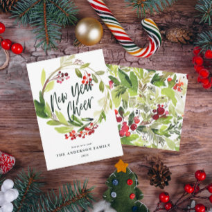 Cartes Pour Fêtes Annuelles Nouvel an Fête de la couronne botanique Cheer Séle
