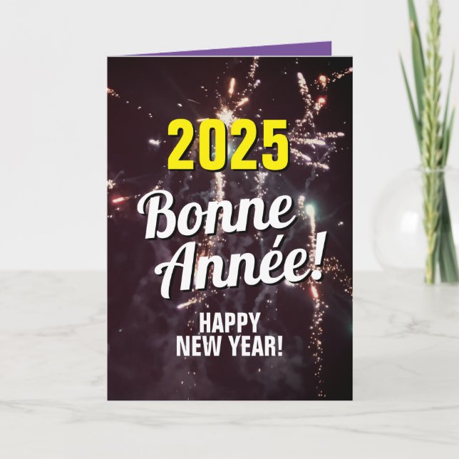 Cartes Pour Fêtes Annuelles Nouvel An français 2025 | Envoyer par téléchargeme (Devant)