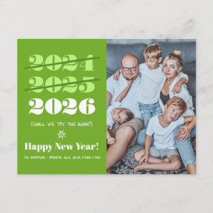 Cartes Pour Fêtes Annuelles Nouvel An Funky 3ème fois un charme Vert moderne P