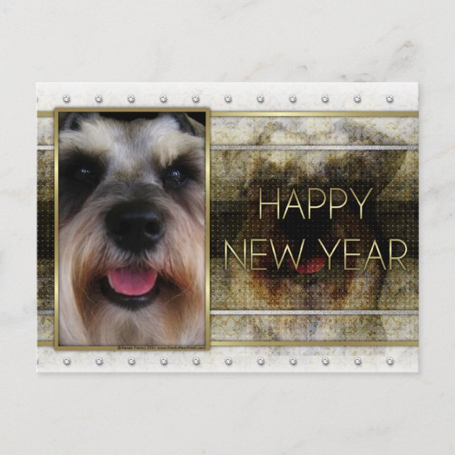 Cartes Pour Fêtes Annuelles Nouvel An - Golden Elegance - Schnauzer (Devant)