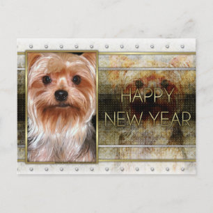 Cartes Pour Fêtes Annuelles Nouvel An - Golden Elegance - Yorkshire Terrier