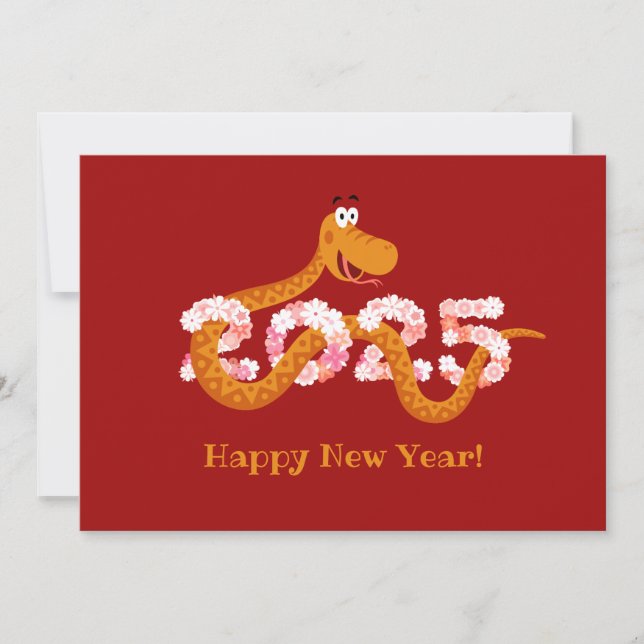 Cartes Pour Fêtes Annuelles Nouvel an lunaire chinois Zodiac Wood Snake 2025 (Devant)