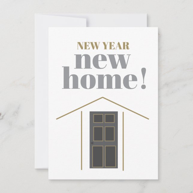 Cartes Pour Fêtes Annuelles Nouvel An Maison Gold Famille Moving (Devant)