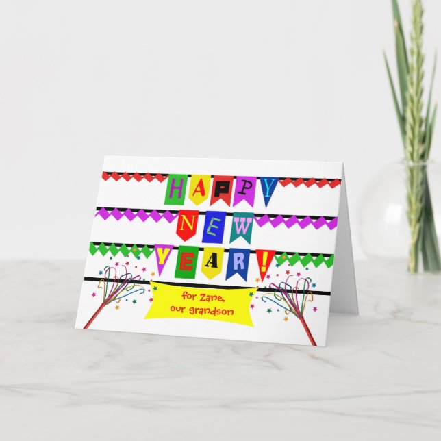 Cartes Pour Fêtes Annuelles Nouvel an personnalisé pour les polices à drapeaux (Devant)
