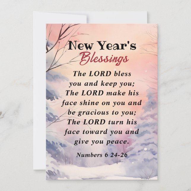 Cartes Pour Fêtes Annuelles Nouvel An Seigneur vous bénisse Bible Verse Scène  (Devant)