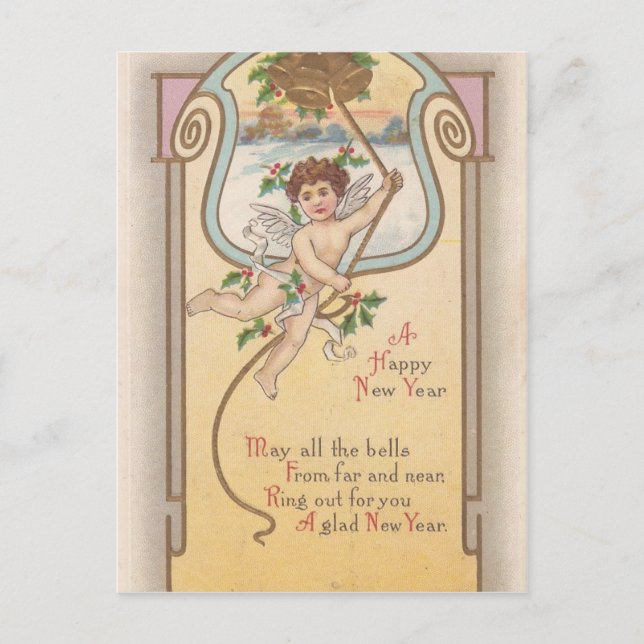 Cartes Pour Fêtes Annuelles Nouvel An vintage Cherub (Devant)
