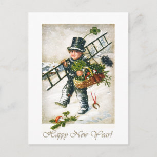 Cartes Pour Fêtes Annuelles Nouvel An vintage Chimneysweep Boy