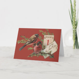 Cartes Pour Fêtes Annuelles Nouvel An vintage Oiseaux